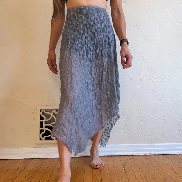 NWOT Zara Lace Asymmetric Grey Skirt - S - Picture 2 of 5